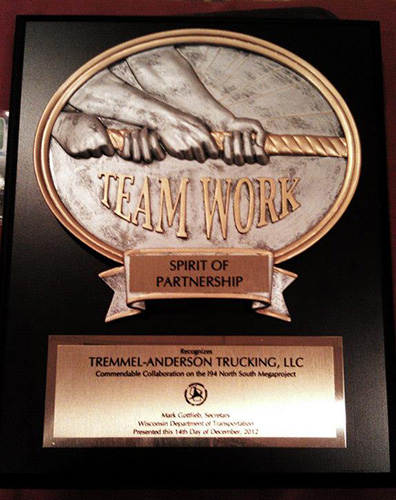 Tremmel-Anderson Trucking LLC Spirit of Partnership Award